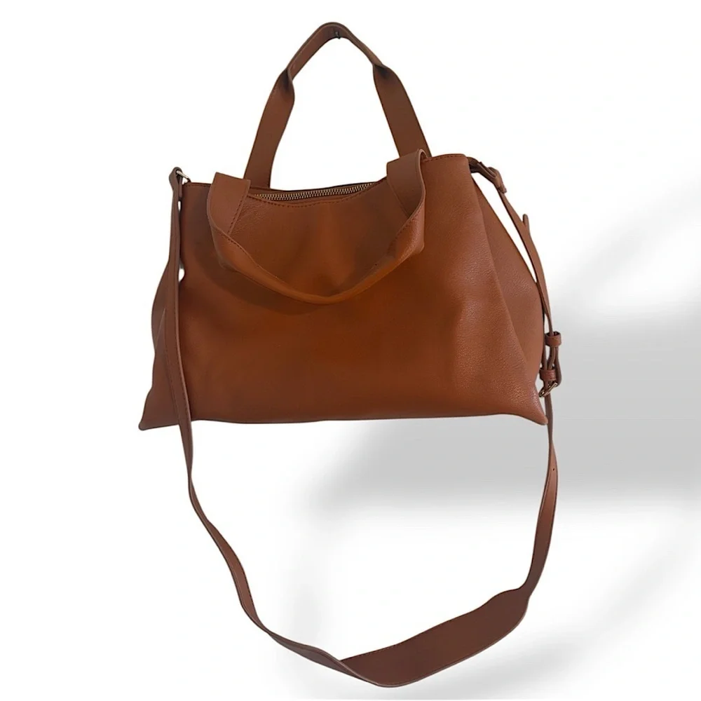 Faux Leather Work Tote Handbag - Picture 1 of 17